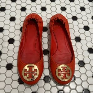 Tory Burch orange Minnie ballet flats